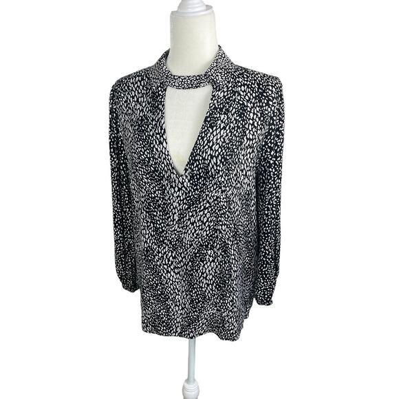 Alice + Olivia Willa Cutout Blouson Sleeve Top Modern Black and White Size Large - Picture 7 of 16